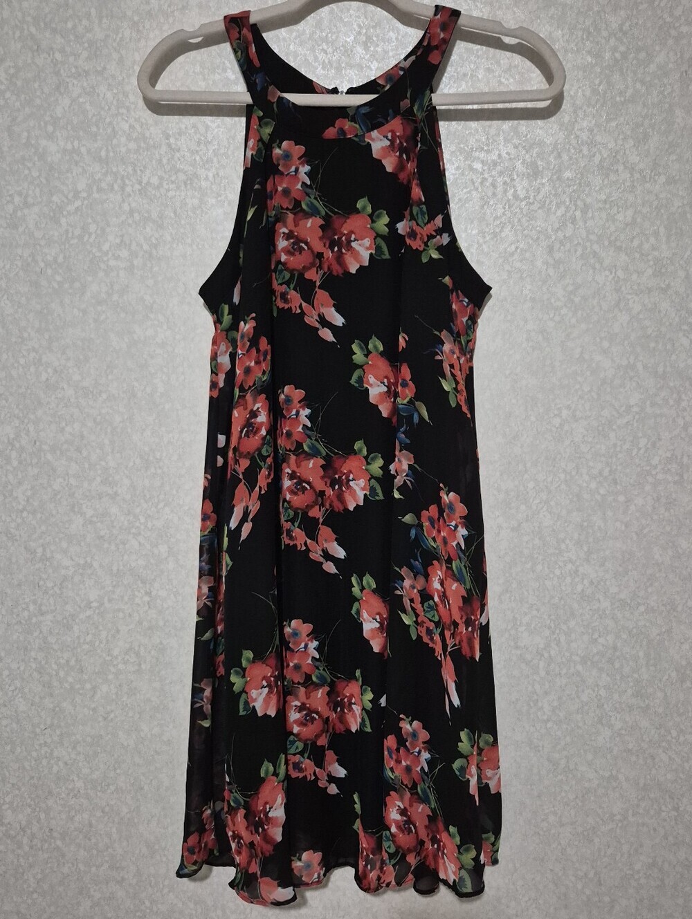 Betsey Johnson Black-Red Floral..high Neck Sleeveless Mini Dress..Size:8